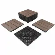 RevTime Easy DIY Wood-Plastic Deck Tiles 12" x 12" x 3/4”, Tan Brown,Outdoor