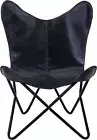 Leather Butterfly Chair Living Room Chair Accent Chairs With Black Iron Frames