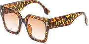 [HAOMAO] Uv400 Square Sunglasses For Women And Men Anti-Reflection Vintage Outdoors Shades Trend Colored Eyewear Aspicture Leopard