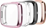 [JOYAUS] [4 Pack] Protective Case Cover for Fitbit Versa 2, Full Body Screen Protector Case TPU All-Around Protective Ultra Clear Slim Soft Full Cover for Fitbit Versa 2 (Clear+Black+Pink+Rose Gold)
