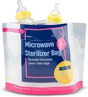IMPRESA 15 Pack Microwave Bottle Sterilizer Bags - 300 Uses Per Pack - Travel Microwave Sterilizer Bag for Baby Bottle Detergent