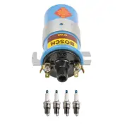 Bosch Ignition Coil Denso 4 U-Groove Spark Plug Kit For E10 124 MGB 912 R12 L4 (for: Renault)