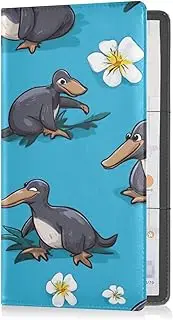 [Caihoyu] Pu Leather Auto Registration Insurance & ID Card Holder Men Women Prefect Car Essentials Wallet for ID, Driver's License, Key Contact Information Cards Cartoon Platypus
