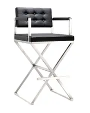 TOV Furniture Director Black Steel Barstool