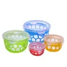 Mijotex 4 Pack Set,12Pc Meal Prep Round Glass Storage Container with Silicone...