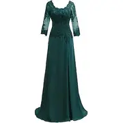 A-Line Mother of the Bride Dress Elegant Simple Crew Neck Floor Length Lace Half Sleeve with Lace 2025