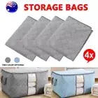 4PCS Large Clothes Quilt Blanket Storage Bag Fabric Organizer Zipper Box Bags OZ