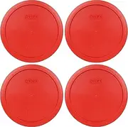 Pyrex 7402-PC 6/7 Cup Poppy Red Round Plastic Food Storage Lid - 2 Pack