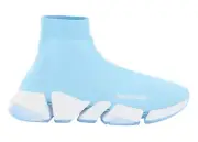 Balenciaga Speed 2.0 Sock Light Blue White High Top Knit Pull Trainer Sneaker 42