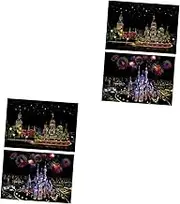4 Sets Scratch Painting Home Decor Mini Lit Erasers for Snowflake Seeder Plants Music Figurines Valentine s Day Cards Balls Lint Side Thanks Cards Paper
