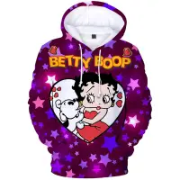 在飛比找蝦皮購物優惠-個性 Betty Boop 連帽衫街頭服飾大衣衛衣印花 Be