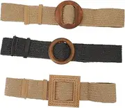 [BESPORTBLE] 3Pcs Elastic Waist Belt for Braided Woven Belt with Buckle Accessory for Dresses Casual Outfits