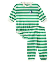 [Mini Rodini] Mini Rodini Striped cotton bodysuit and pants set M 12-18 green