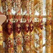 European Luxury Blackout Chenille Curtain Hollow floral Tulle Sheer Drape Eyelet