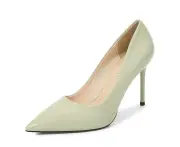 High Heels for Women Closed Toe Stiletto Heel Pumps Shoes-Emerald green