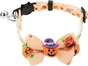 Totority Halloween Cat Collar with Adjustable Design Festive Pet Neck Decor Featuring Bell for Halloween Parties and Pet Celebrations Pumpkin Theme