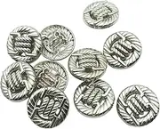 10pcs Antique Metal Shank Buttons,Vintage Gold Silver Buttons for Crafts Projects, Coat, Jackets, Twist Pattern Engraved Metal Sewing Buttons 25mm (Silver) PT2438