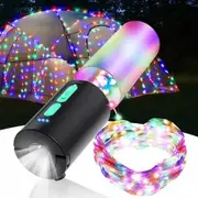 4-in-1 Camping String Lights Lantern 7 Modes, Waterproof Rechargeable Flashlight Outdoor Hiking Decorative Lights