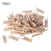 50Pcs/Set Mini DIY Wooden Clothes Photo Paper Pegs Clothespin Cards Craft Clips