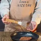 with Wooden Handle Fish Spatula Stainless Steel Slotted Turner Kitchen Tools
