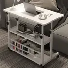 Mobile Rolling Study Table with Rolling Wheels Height Adjustable Bedside Table