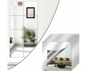 Shatterproof Full Length Wall Mirror Tiles, Mirror Wall Full Length,Home Gym Mirror, 14'' X 12'', Acrylic Squares Mirror, Full Body Mirror for Bedroom,Ove