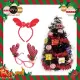 摩達客跑趴特色組(1尺糖果禮物盒黑色聖誕樹+圓點蝴蝶結鹿角髮箍+粉紅鹿角造型眼鏡)