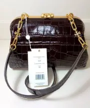 Tory Burch Bag Cleo Croc Embossed Leather Small Bag Dust Bag SALE