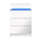 Oikiture Bedside Table RGB LED 3 Drawers White