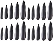 Healvian 20pcs Cosplay Nails Scary Press Nails Vampire Nails Halloween Witch Costume Witch Fake Nails Witch Press Nails Wizard Hat Nail Charms Kiss Nails Witch Decor False Nails Black
