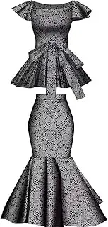 [LONLISCO] Women Dress African Print 2 Pieces Tradition Dashiki Ankara Beautiful Dress for Party Wedding