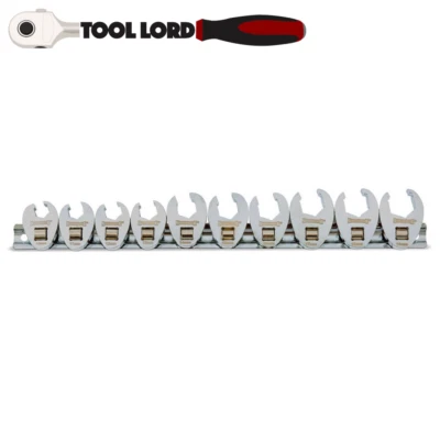 Sidchrome 10Pce 3/8” Drv Metric Crowsfoot Spanner Wrench Set 10-19mm SCMT13200