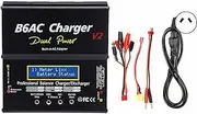 Balance Charger, Discharger Intelligent Aluminum Alloy with Charging Cable 80W 7A B6AC V2Black UK Plug (AU Plug 220V)
