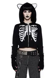 [Dolls Kill x Emily The Strange] Skelly Emily Graphic Hoodie