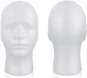 Male Foam Head Model, White Styrofoam Mannequin Head for Displaying Wigs, Hat...