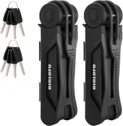 BIGLUFU Bike Lock Bicycle Scooter Motorcycle Folding 4Keys 2Pack Black NEW