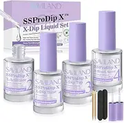 SAVILAND Dip Powder Liquid Set: 15ml Nail Dip Liquid Set Rich In Castor Oil VE VB5 VB7 VD2 Dip Powder Base & Top Activator Brush Saver Dip Nail Liquid Set Strengthen Nail for Home Nail DIY Salon