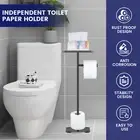 Toilet Paper Holder with Top Storage Shelf Floor Standing Toilet Roll CanWC