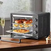 SUPOR Electric Oven, 30L Capacity Home Fryer, Multi-Function Top &Bottom Heating,Timer with Three Knobs, Temperature Range 80°-230°C, Stainless Steel Baking Tray and Metal Rack,Black