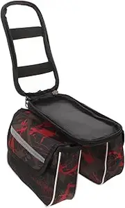 GANAZONO Cycling Saddle Bag Durable Bike Frame Pouch with Rain Cover for Mountain Bike Accessories Easy Installation for Storing USB Cables Keys Id Cards and Money