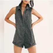 NWT $198 Free People One Teaspoon BRAXTON Romper Leopard Size Large Playsuit