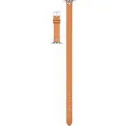 Tory Burch The T Double Wrap Leather Apple Watch® Watchband in Luggage at Nordstrom One Size
