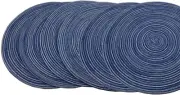 Round Placemats Set of 6 | Woven Heat Resistant | Non-Slip, 14in Diameter (Blue)