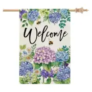 Spring House Flag Floral Hydrangea Double Sided 28x40 Inches 28"X40" Blue