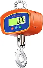 [JAJAJ] Industrial Digital Crane Scale 1000kg/500g Digital Hanging Scale Industrial Crane Scale with Aluminum Case LCD Backlight Screen Unit Switch/Data Hold/Tare/Zero for Farm,Livestock,Factory,Construction