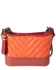 Chanel Orange & Red Quilted Aged Calfskin Small Gabrielle Hobo (Authentic Pre- Loved)