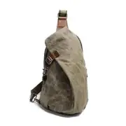 Men's Sling Backpack Waxed Canvas Crossbody Bag Casual Daypacks Army Green2