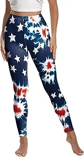 [MAX TSOLMON] American Flag Leggings for Women's, USA 4th of July Red White Blue Patriotic Pattern Pants