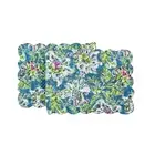 14" x 51" Reversible Herringbone Floral Cotton Table Runner, Blue & Green