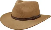 [Borges & Scott] Hardy - Lightweight Wide Brim Fedora - Leather Band - 100% Wool Felt - Crushable for Travel - Water Resistant